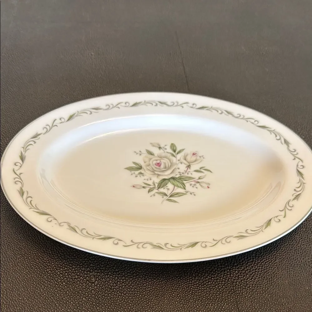 Diamond China Romance Cream and Green Floral Dinnerware Serving Plate